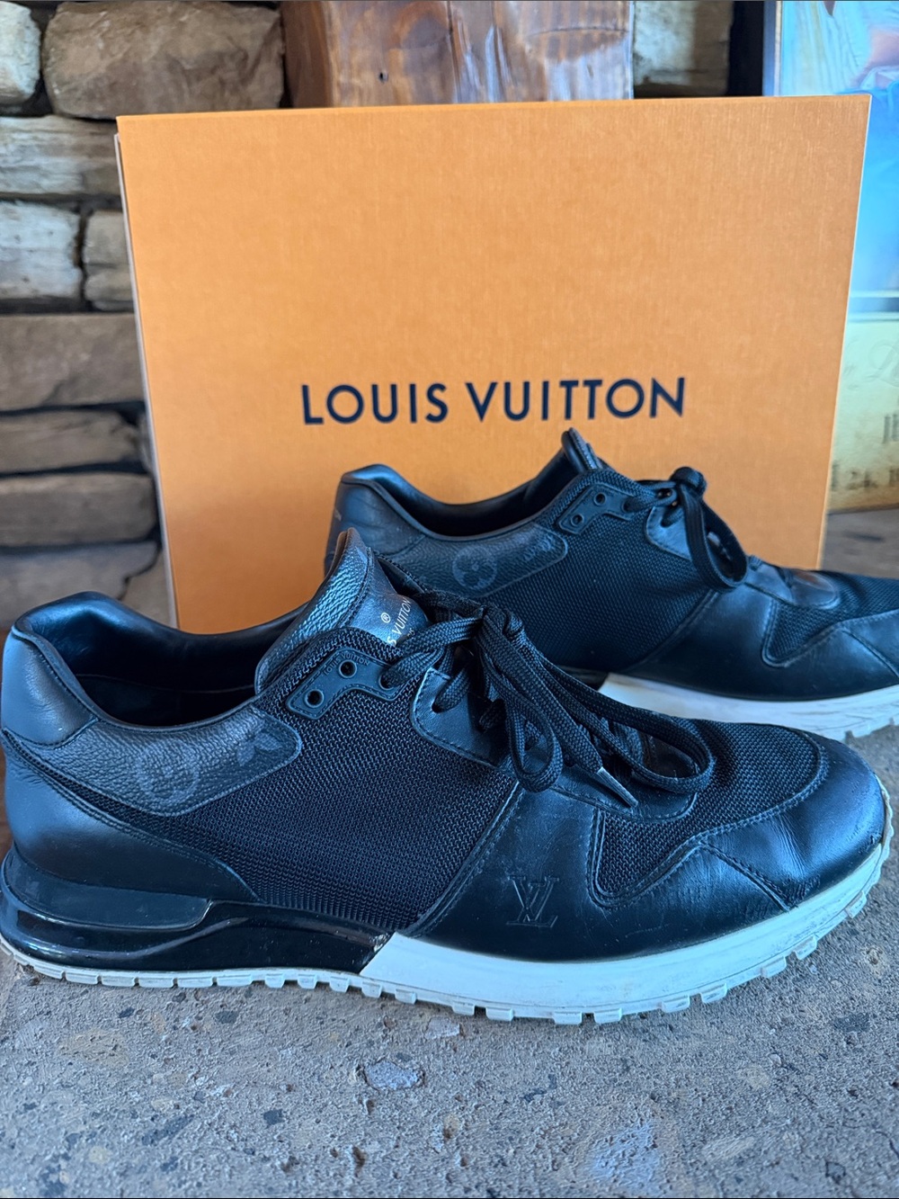 Auth. Louis Vuitton Black Men’s Run Away Sneakers